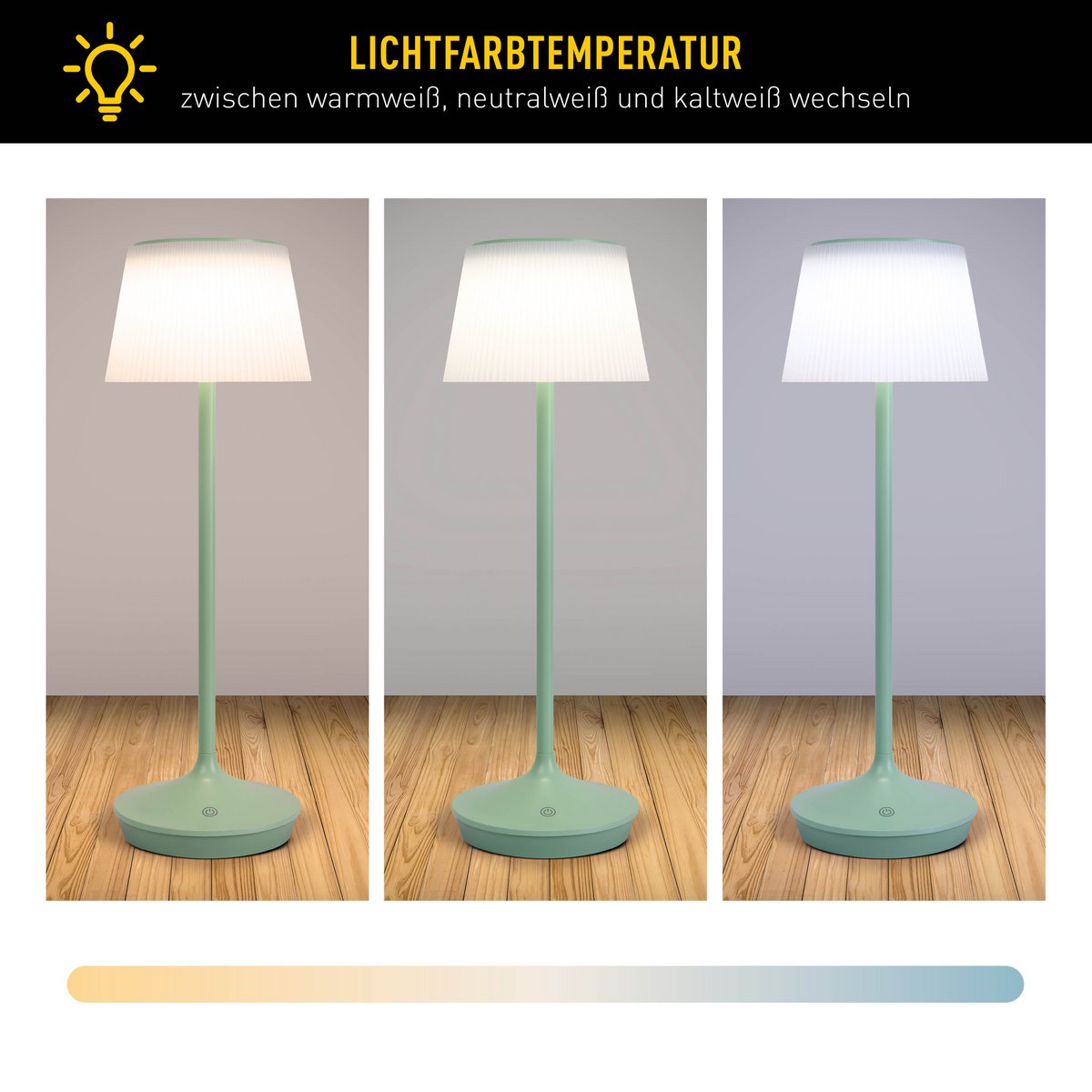 Solar Tafellamp Emmi Mint/Wit - 38 cm (Dimbaar)