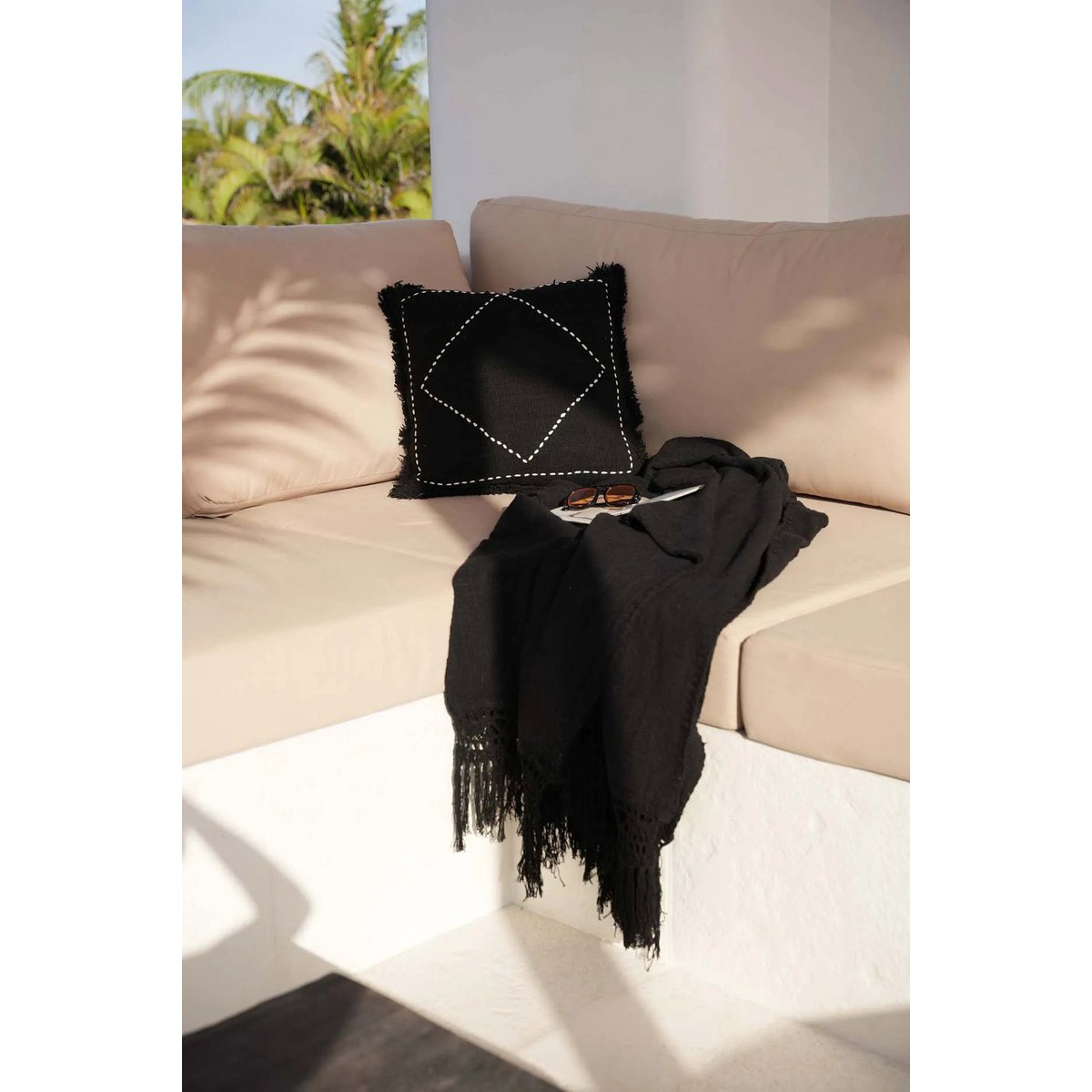 Kussenhoes Kasbah zwart/wit
