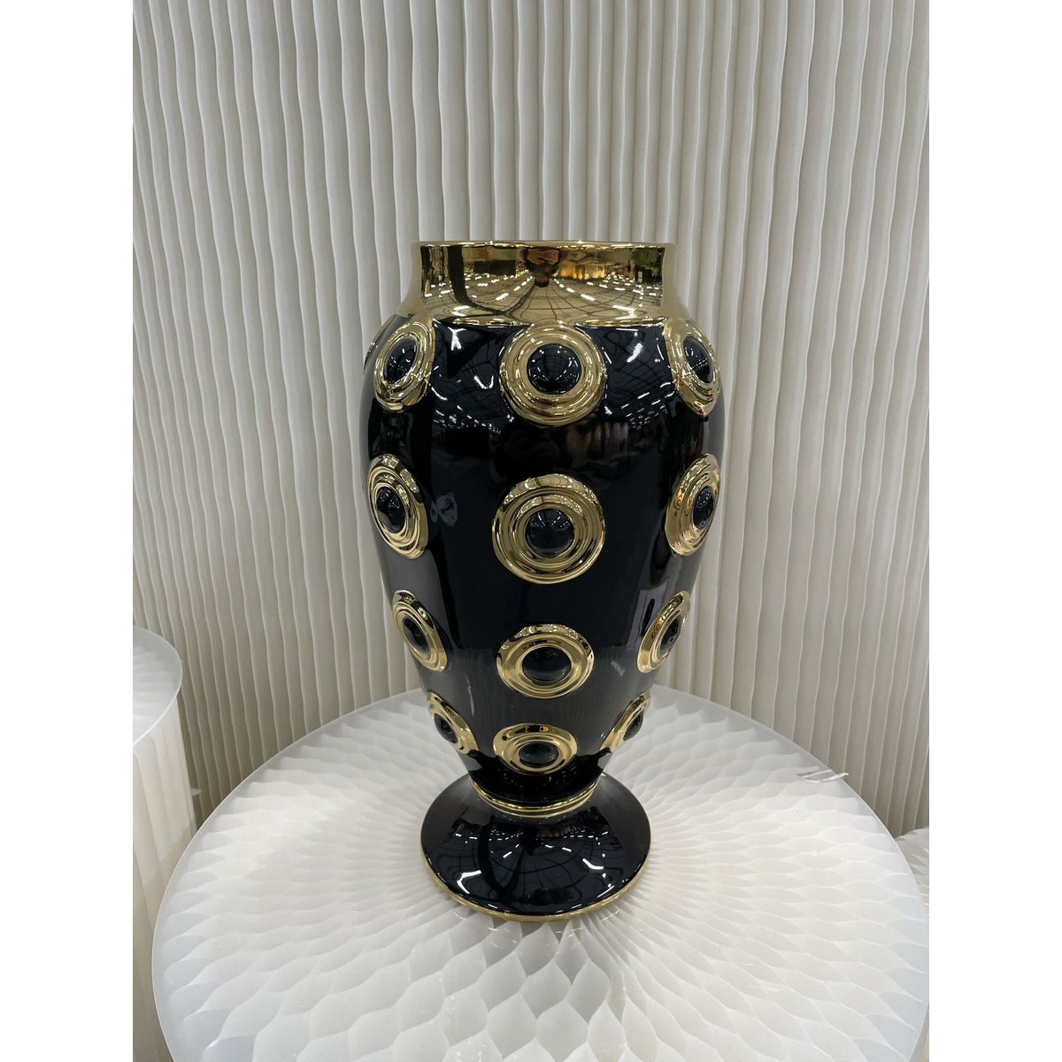 Gouden vaas Golden circle zwart/goud - 46 cm