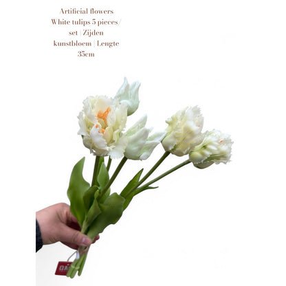 Zijden kunstbloem Tulpen wit (Set van 5) - 35 cm