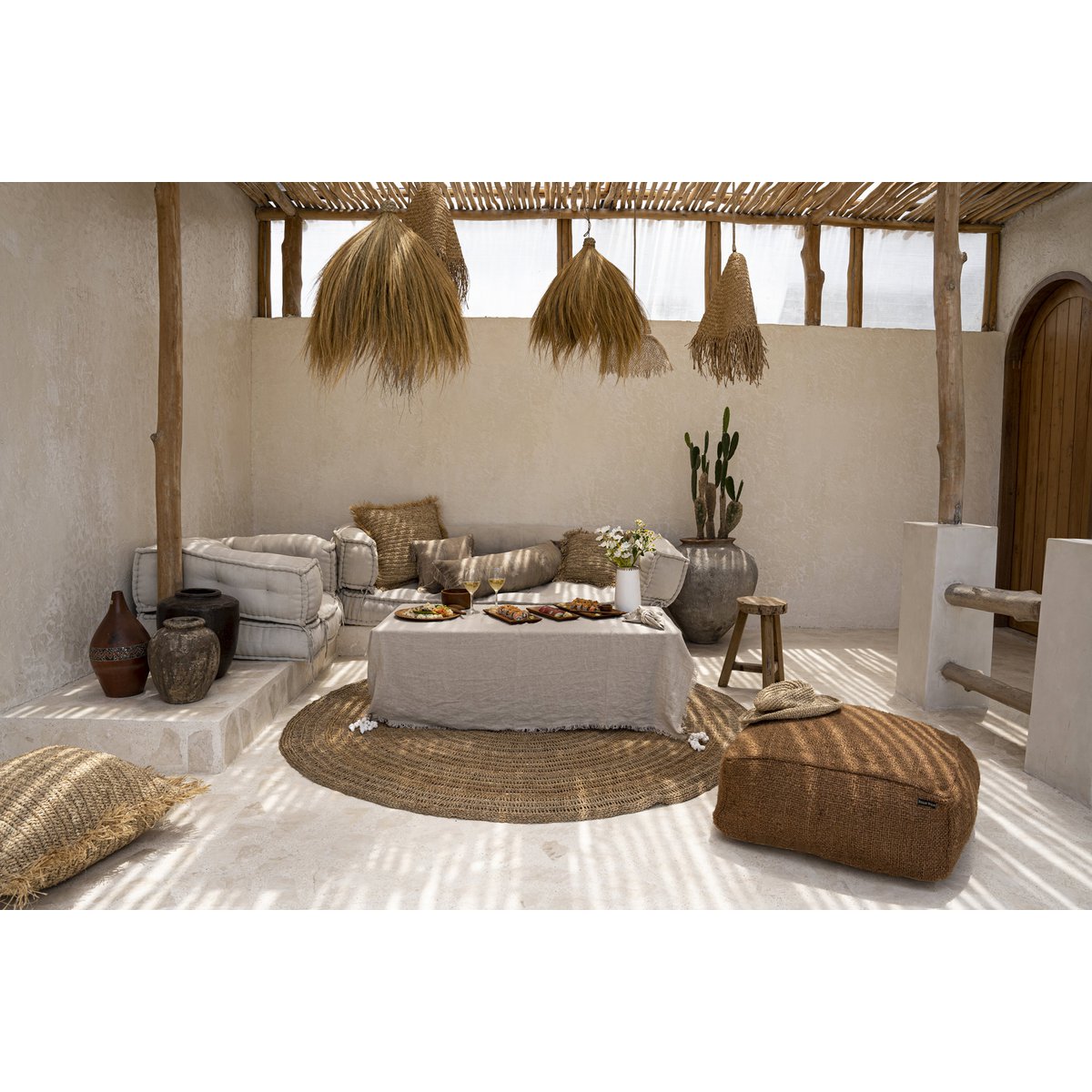 Linnen tafelkleed beige - 150x200 cm