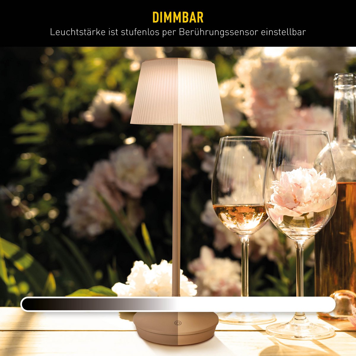 Solar Tafellamp Emmi Amandel/Wit - 38 cm (Dimbaar)