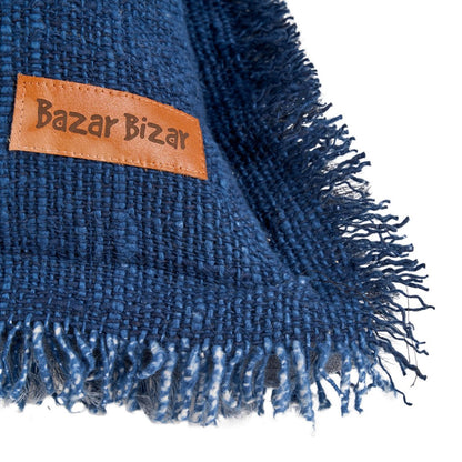 Kussenhoes Azure fringe indisch blauw - 50 cm