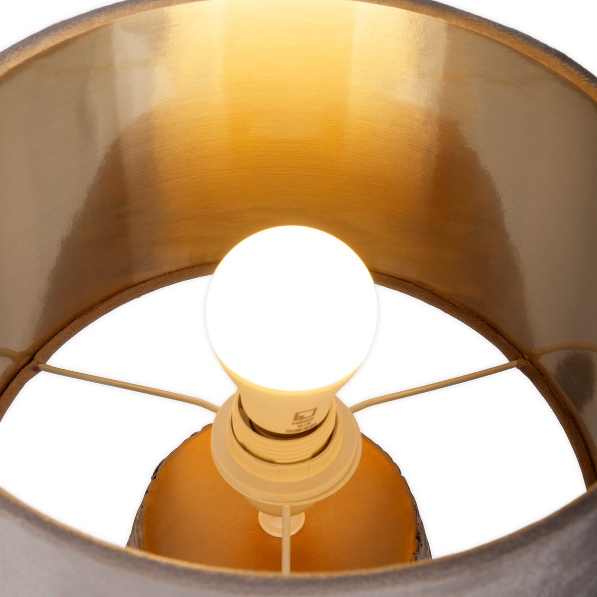 Keramische Tafellamp Bronco Beige/Goud - 39 cm (E14)