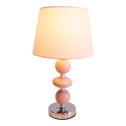 Keramische tafellamp "araga" 36 cm hoog, tafellamp gemaakt van metaal, keramiek, met tekstbladen, roze, met E14 - aansluiting, verlichting voor eetkamer, woonkamer, gang of kantoor, - OutHome