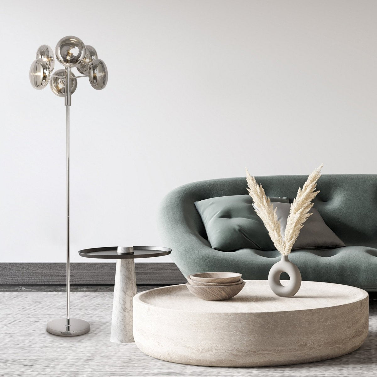 Vloerlamp Orion Chroom/Rookglas - 165 cm (G9)