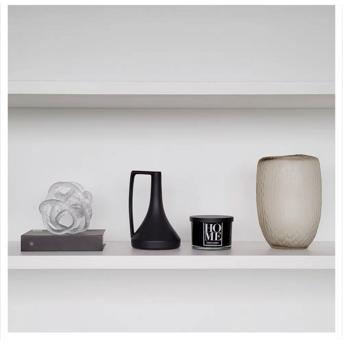 Geknoopte glazen sculptuur M transparant - 15 cm