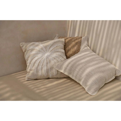 Kussenhoes raffia- en katoenen Isla palm wit