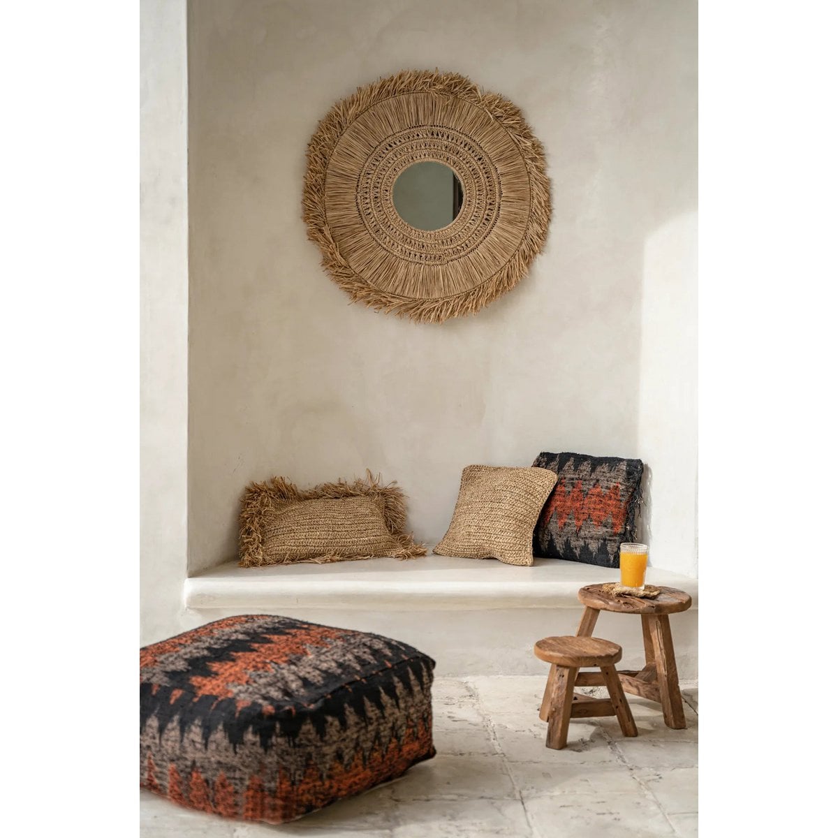 Raffia kussendeksel Rechthoekig naturel - 30 x 50 cm