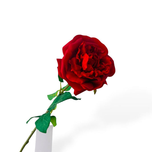 Zijden kunstbloem Hand touch rose rood - 65 cm