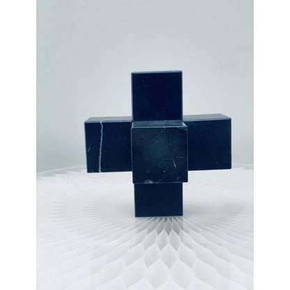 Marmeren kruis Groot zwart - 15 cm