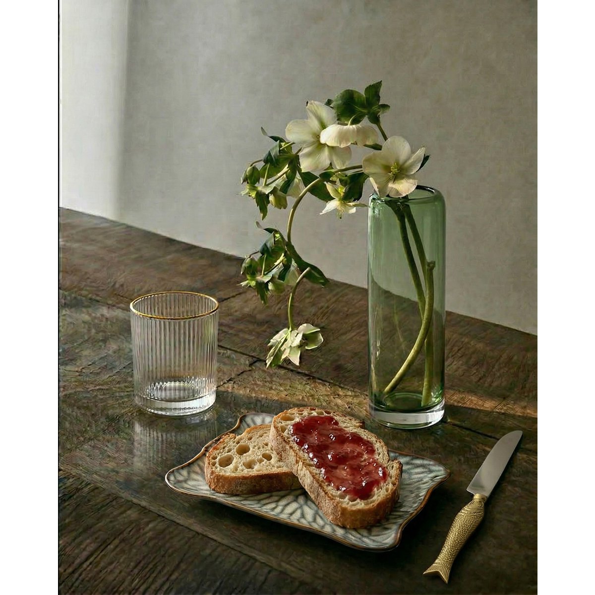 Porseleinen bord Lotus ice square grijs bruin - L