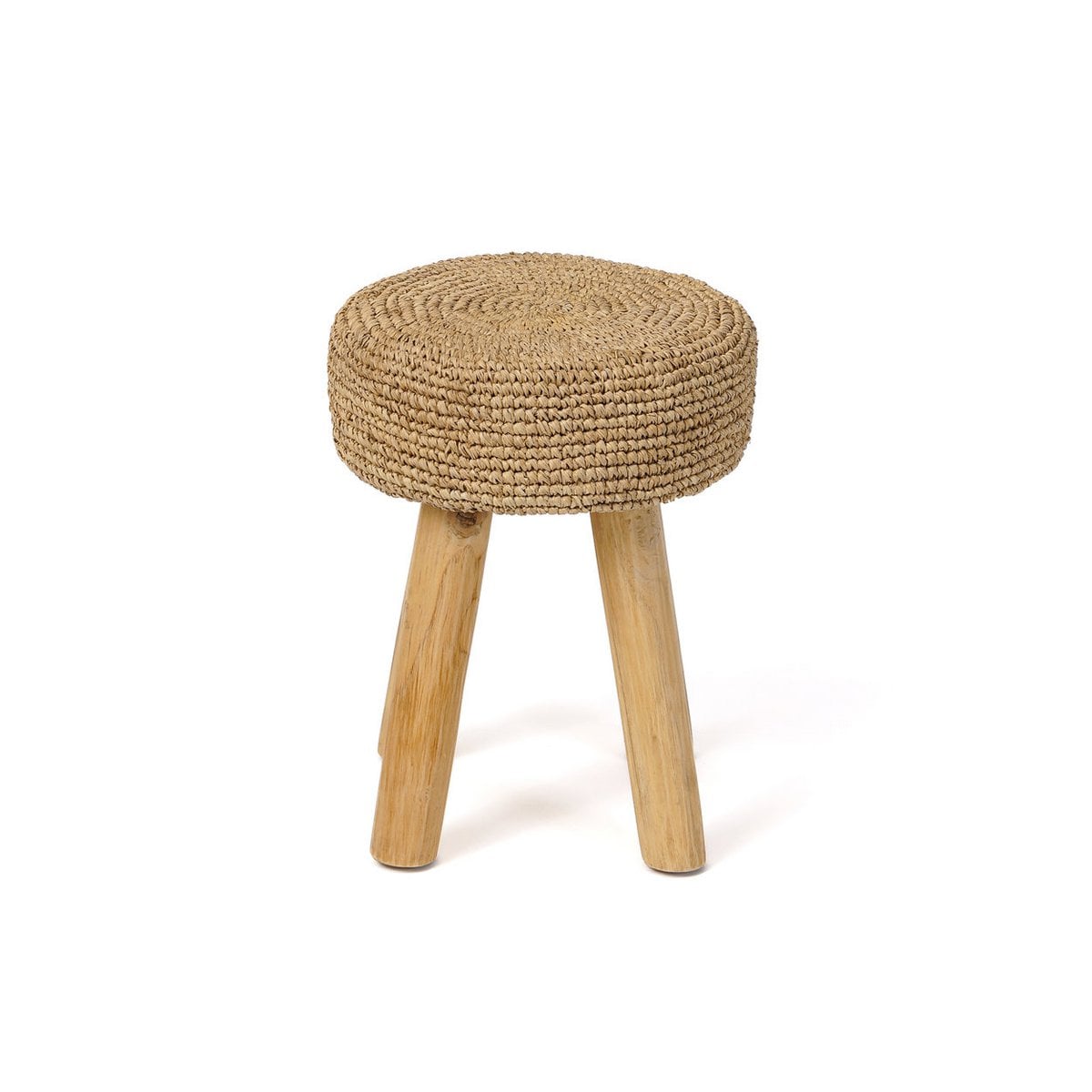 Teak kruk Raffia natuurlijk