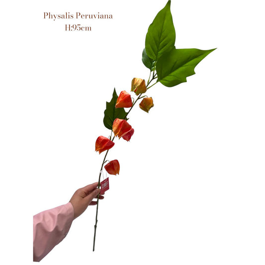 Zijden kunstbloem Physalis peruviana oranje - 95 cm