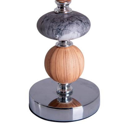 Keramische tafellamp "araga" 36 cm hoog, tafellamp gemaakt van metaal, hout en marmer, met tekstbladen, grijs, met E14 - aansluiting, verlichting voor eetkamer, woonkamer, gang of kantoor - OutHome