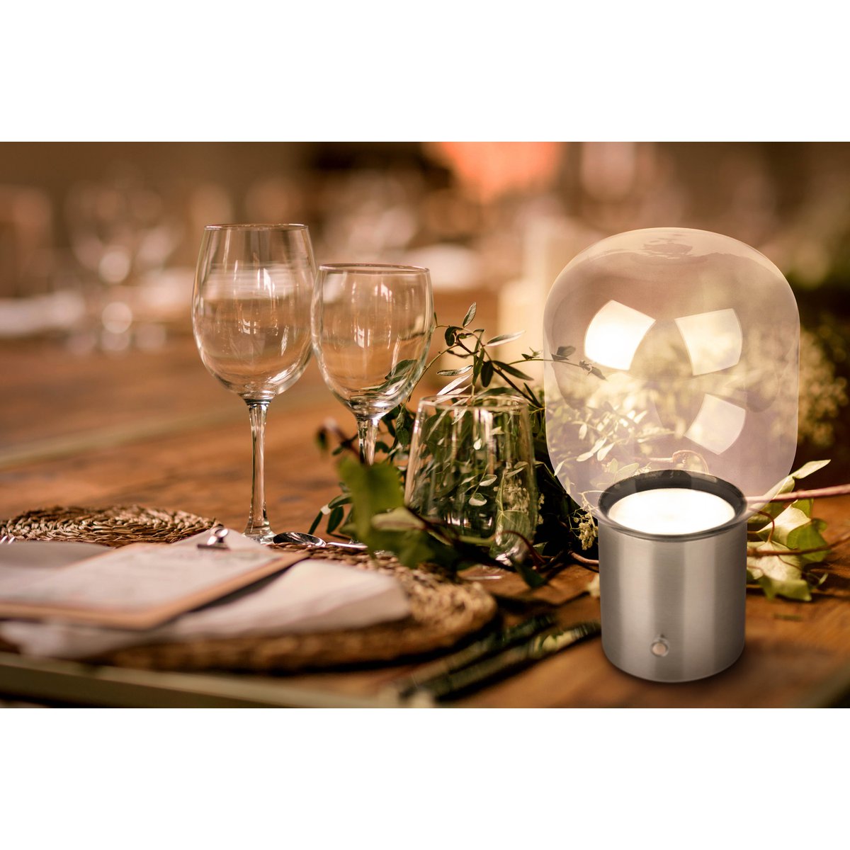 Snoerloze Tafellamp Albero Chroom/Glas - 25 cm (Touch)