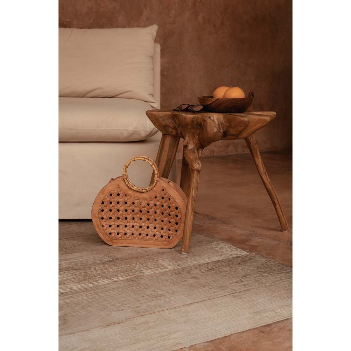 Teakhouten bijzettafel Rooty naturel