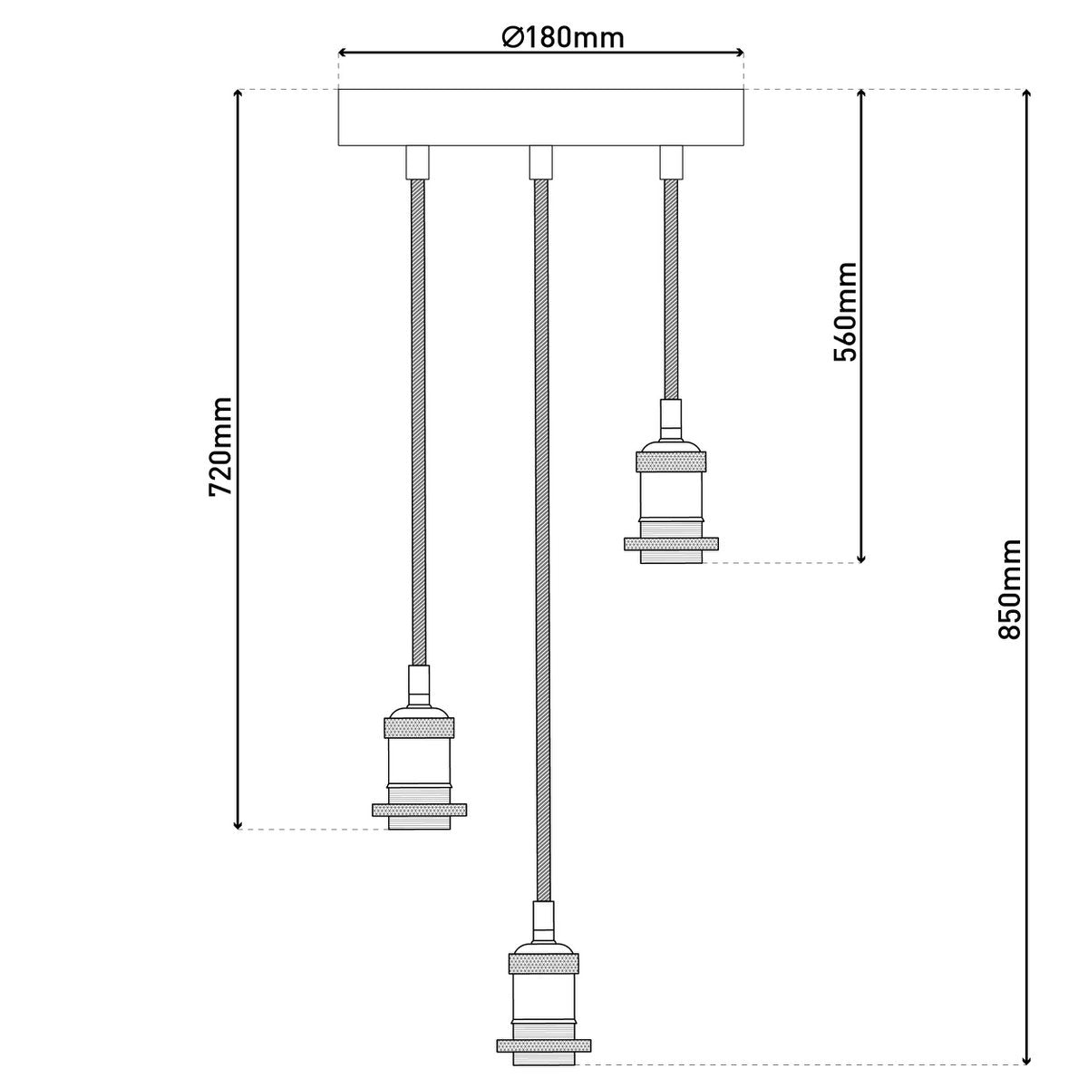 Hanglamp Ontario 3 - Lichts Oud Messing/Jute (E27) - OutHome