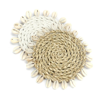 Zeegras onderzetter Shell wit