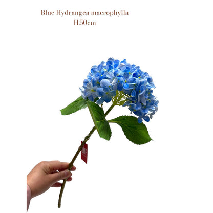 Zijden kunstbloem Hydrangea macrophylla blauw - 50 cm