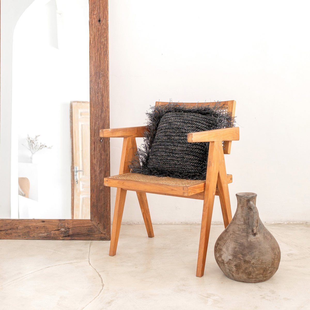 Sierkussen Gandi Zwart Raffia (2 maten)