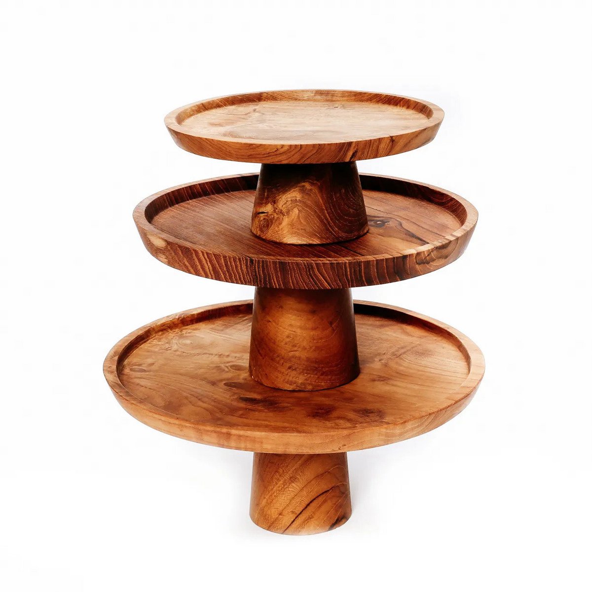 Teakhouten gebaksbord Teak root naturel - 20 cm