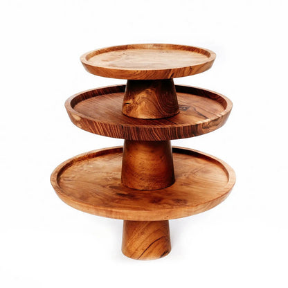 Teakhouten gebaksbord Teak root naturel - 20 cm