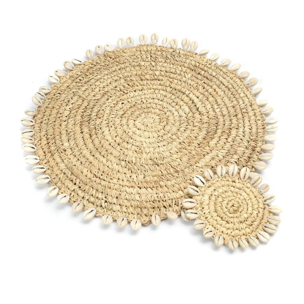Raffia onderzetter Shell natuurlijk