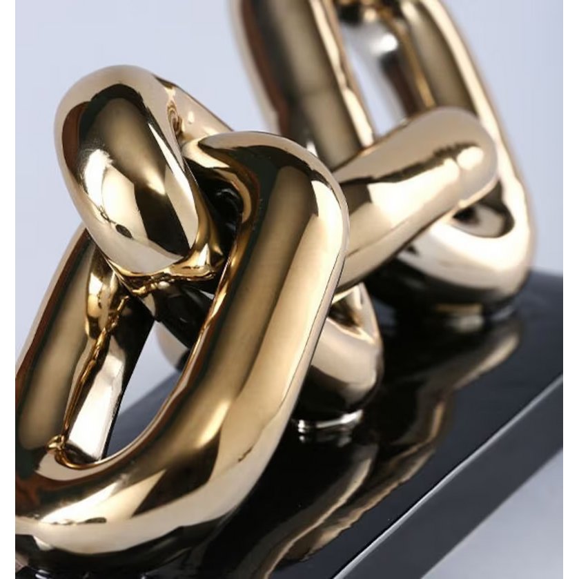 Keramiek sculptuur Art 4 schakel goud/zwart