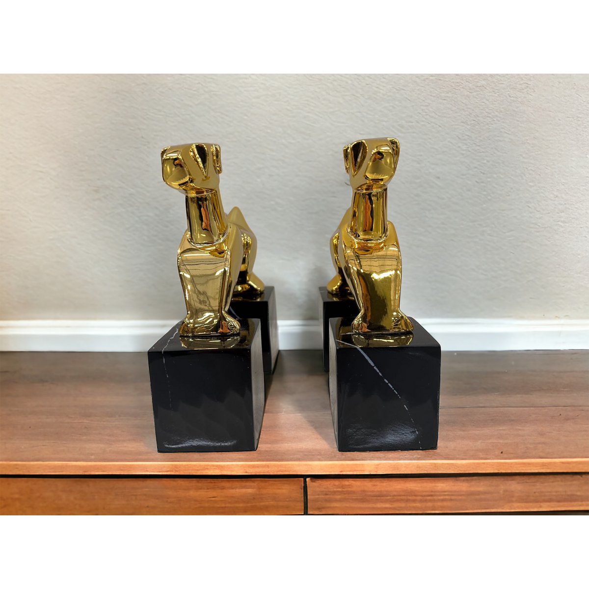Chroom boekensteunen Terrier goud (Set van 2)