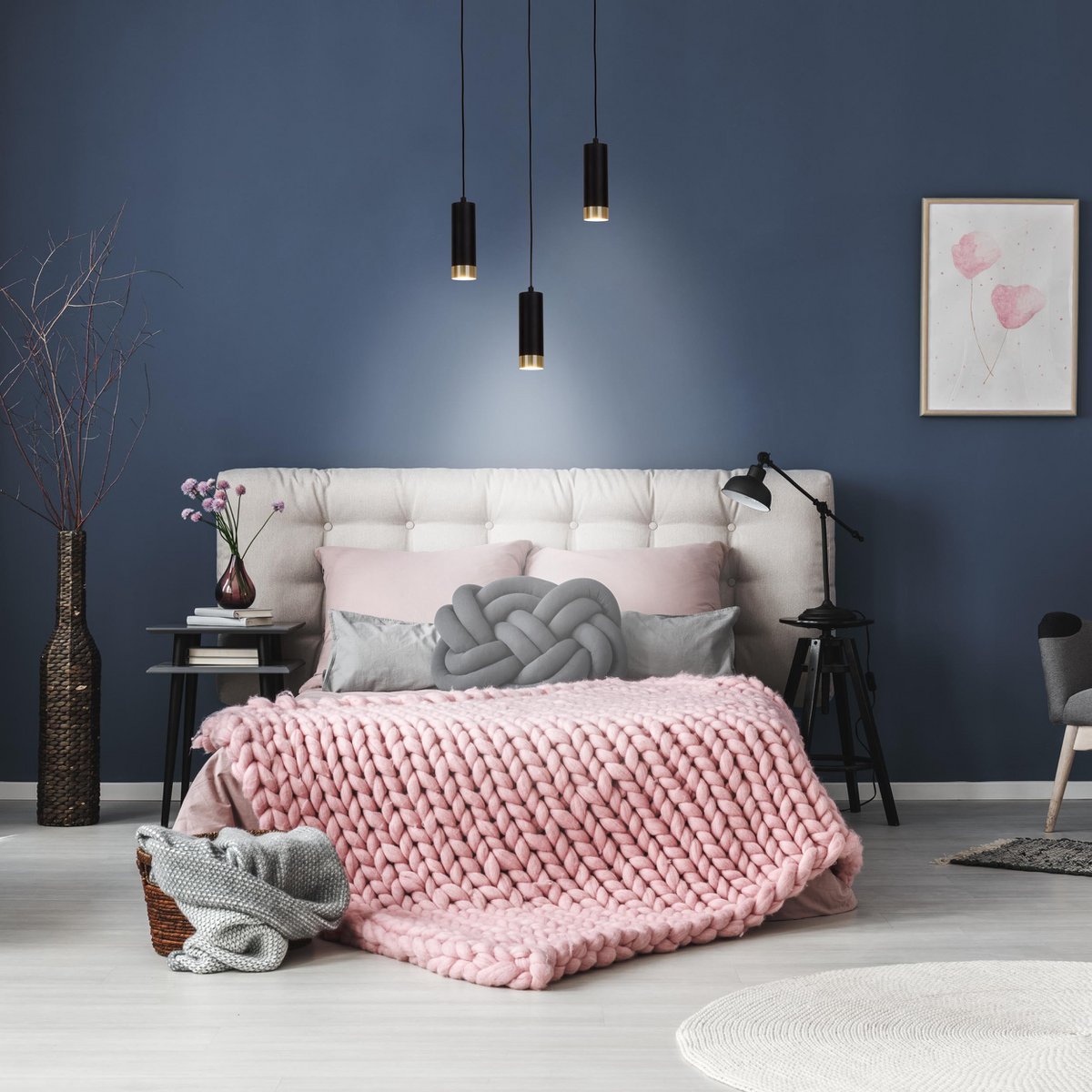 Hanglamp Fridu 3-Lichts Mat Zwart - 48 cm (GU10)