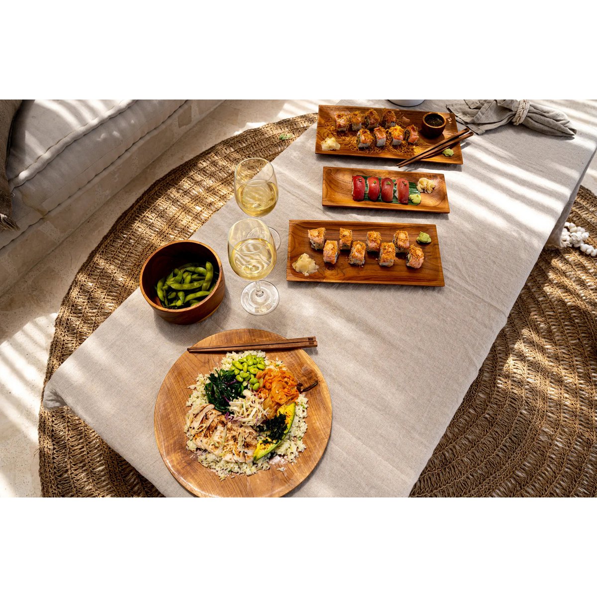 Teakhouten sushi bord The teak root sushi plate - 31 cm
