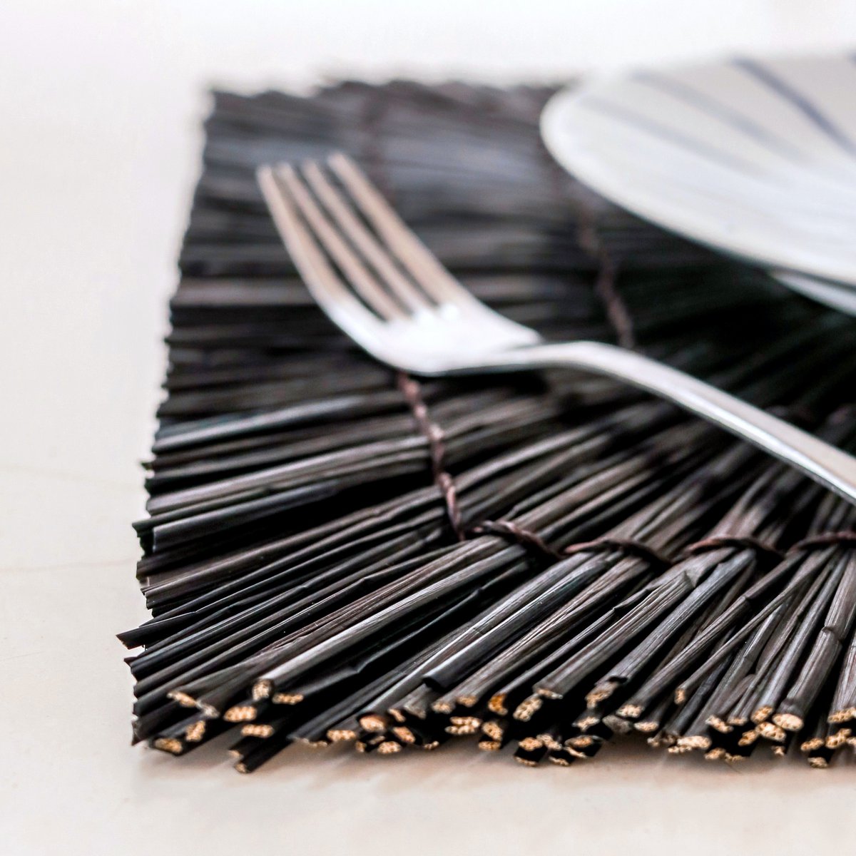 Placemat Varna Zeegras Zwart - 36 cm (Set)