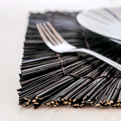 Placemat Varna Zeegras Zwart - 36 cm (Set)