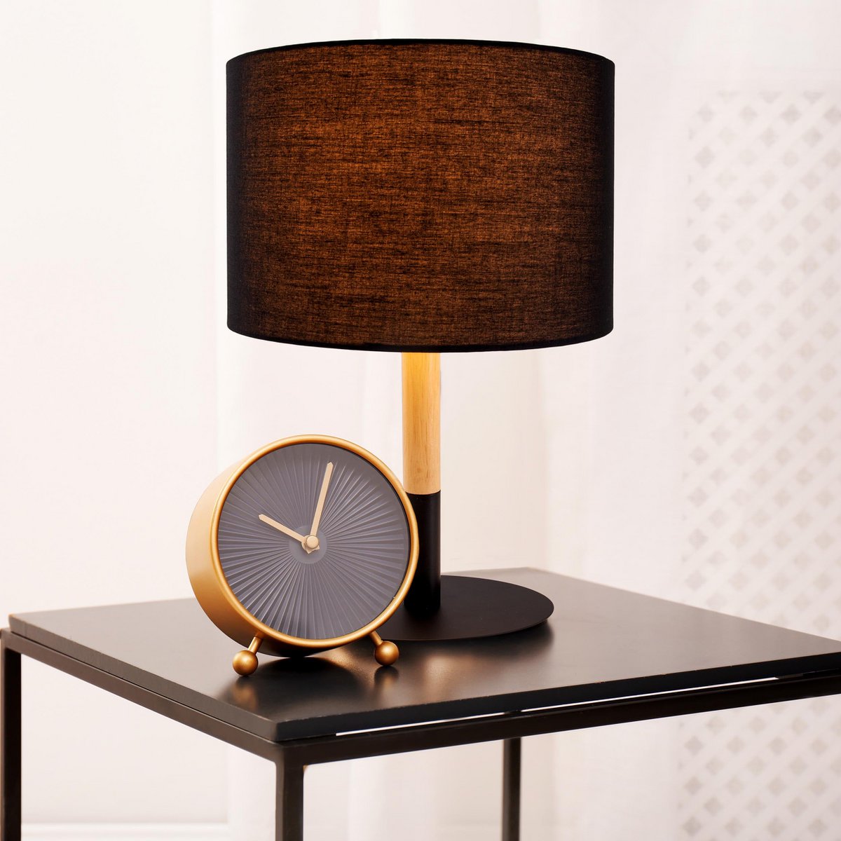 Tafellamp Tessile Zwart/Naturel - 37 cm (E14)