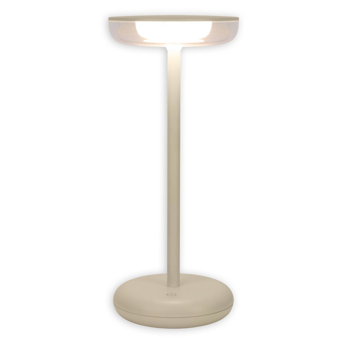 Noteloze tabletlicht "Pasi" voor buiten en binnen, gemaakt van metaal en plastic in beige, dimable, met aanraking en geheugenfunctie, ca. 26 cm hoog - OutHome