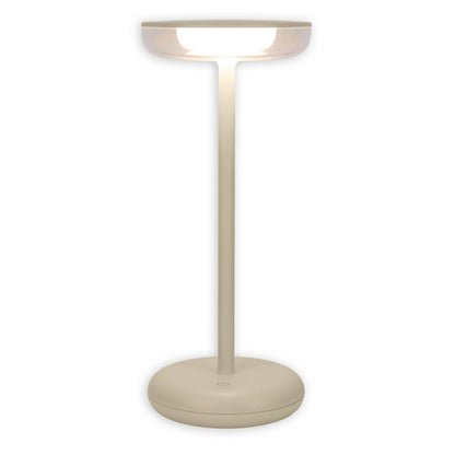 Noteloze tabletlicht "Pasi" voor buiten en binnen, gemaakt van metaal en plastic in beige, dimable, met aanraking en geheugenfunctie, ca. 26 cm hoog - OutHome