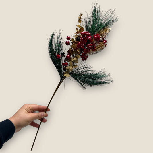 Zijden kunstbloem Kerstbloemcombinatie - 61 cm
