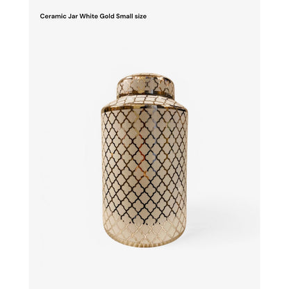 Keramische pot Mini wit/goud - 30 cm