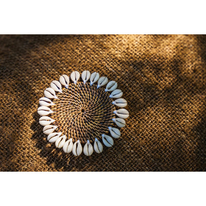 Rattan onderzetter Shell natuurlijk bruin - 15 cm
