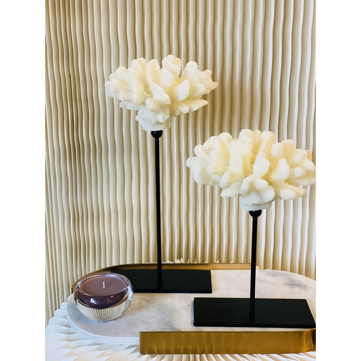 Koraaldecoratie L-collectie wit/zwart - 29 cm