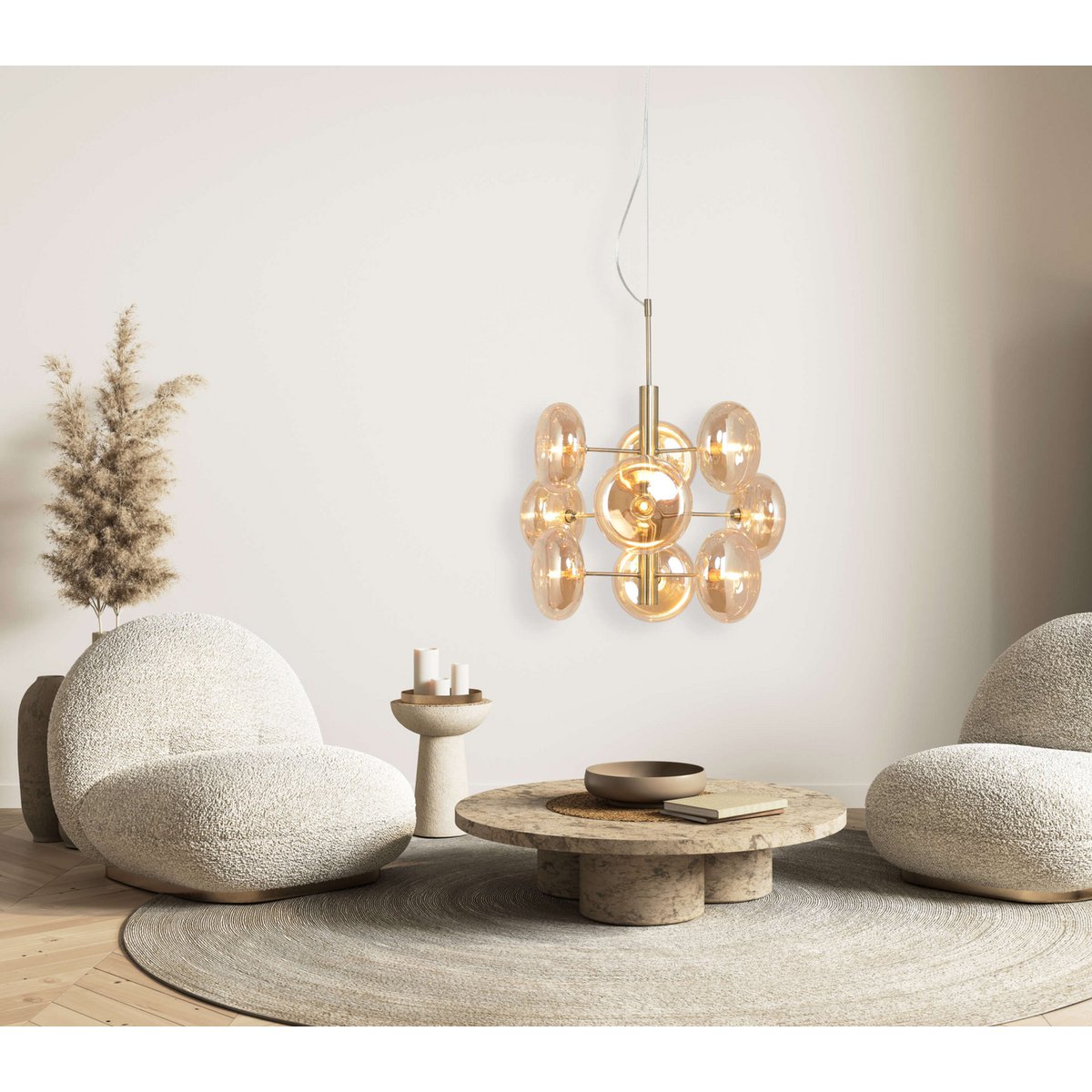 Hanglamp Orion Messing/Amberglas - Ø 53 cm (G9)