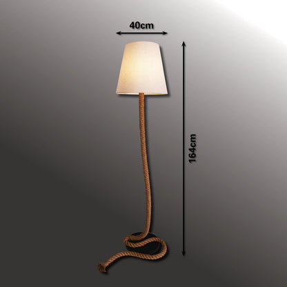 Staande lamp "touw" gemaakt van metaal, plastic, jute en textielmateriaal in de natuur, met E27 - versie, verlichting voor woonkamer, eetkamer of kantoor, 165 cm hoog - OutHome