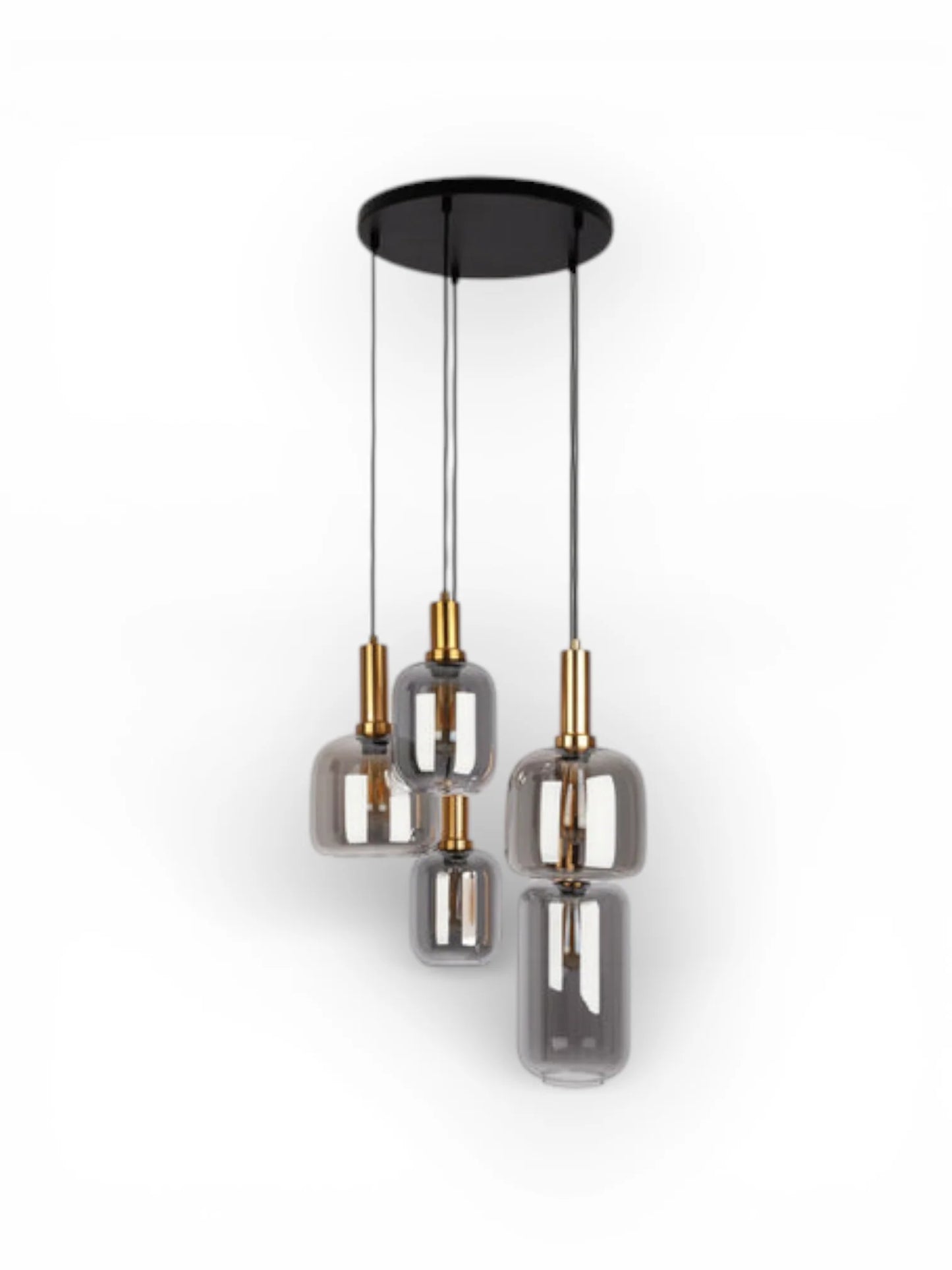 Hanglamp Fumo 5-Lichts Zwart/Glas (E14)
