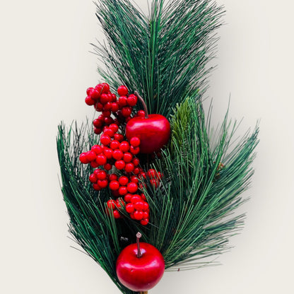 Zijden kunstbloem Appel kerstbloemcombinatie rood/groen