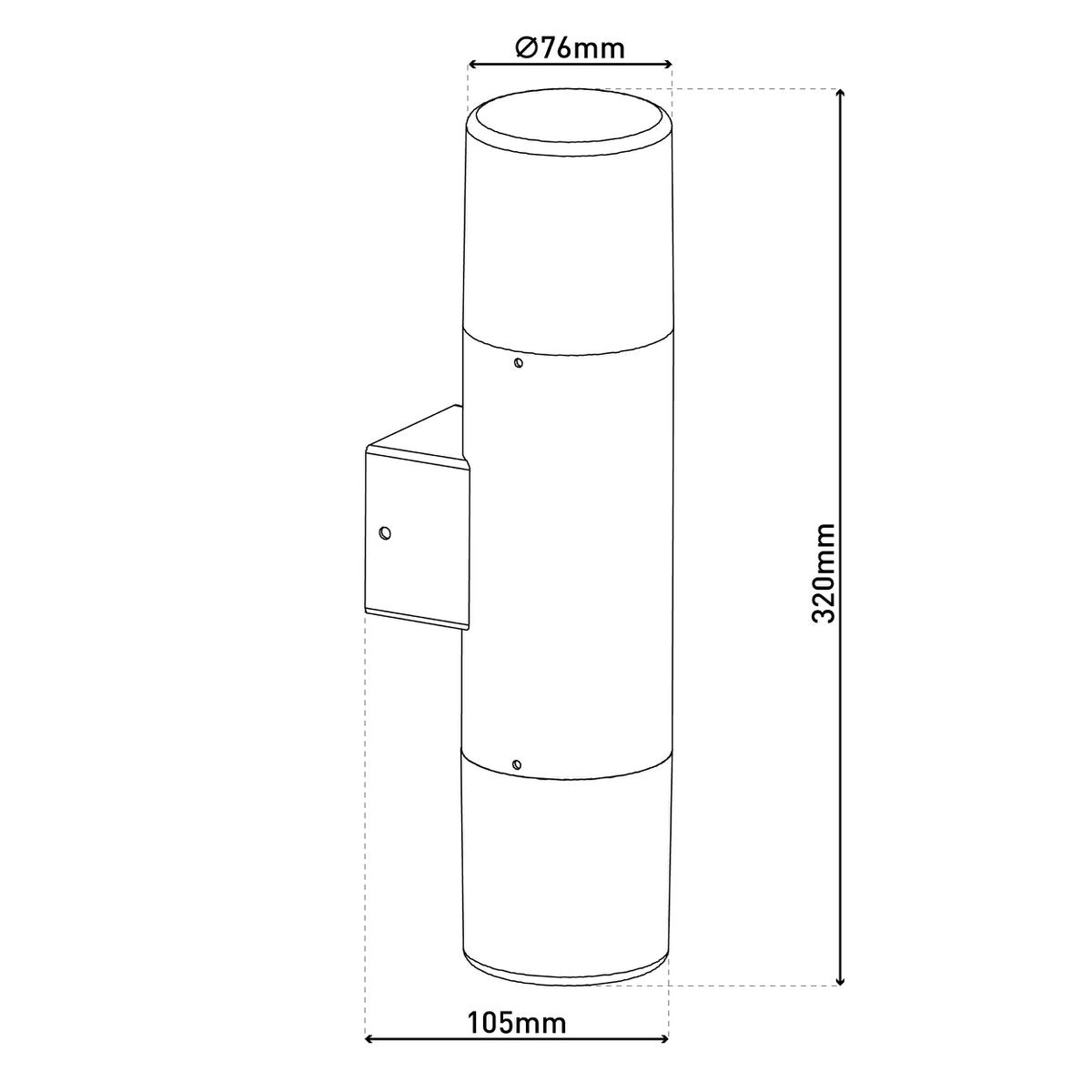 Buitenlamp Wand Torcia Zwart - 32 cm (E27)