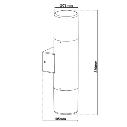Buitenlamp Wand Torcia Zwart - 32 cm (E27)