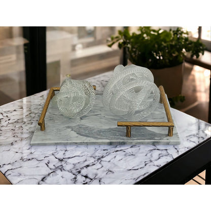 Geknoopte glazen sculptuur M transparant - 15 cm
