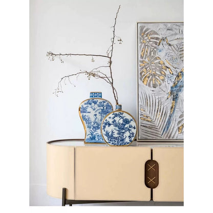 Porseleinen vazen Parijse delfts blauw (Set van 2)