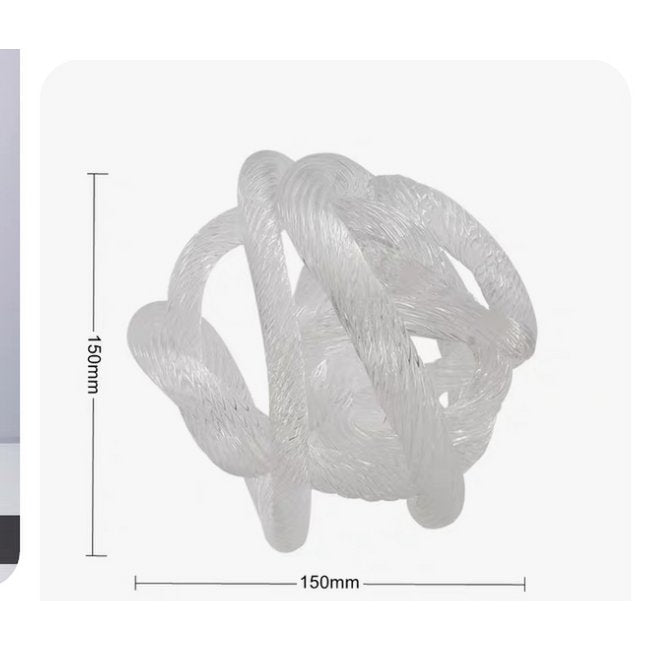 Geknoopte glazen sculptuur M transparant - 15 cm